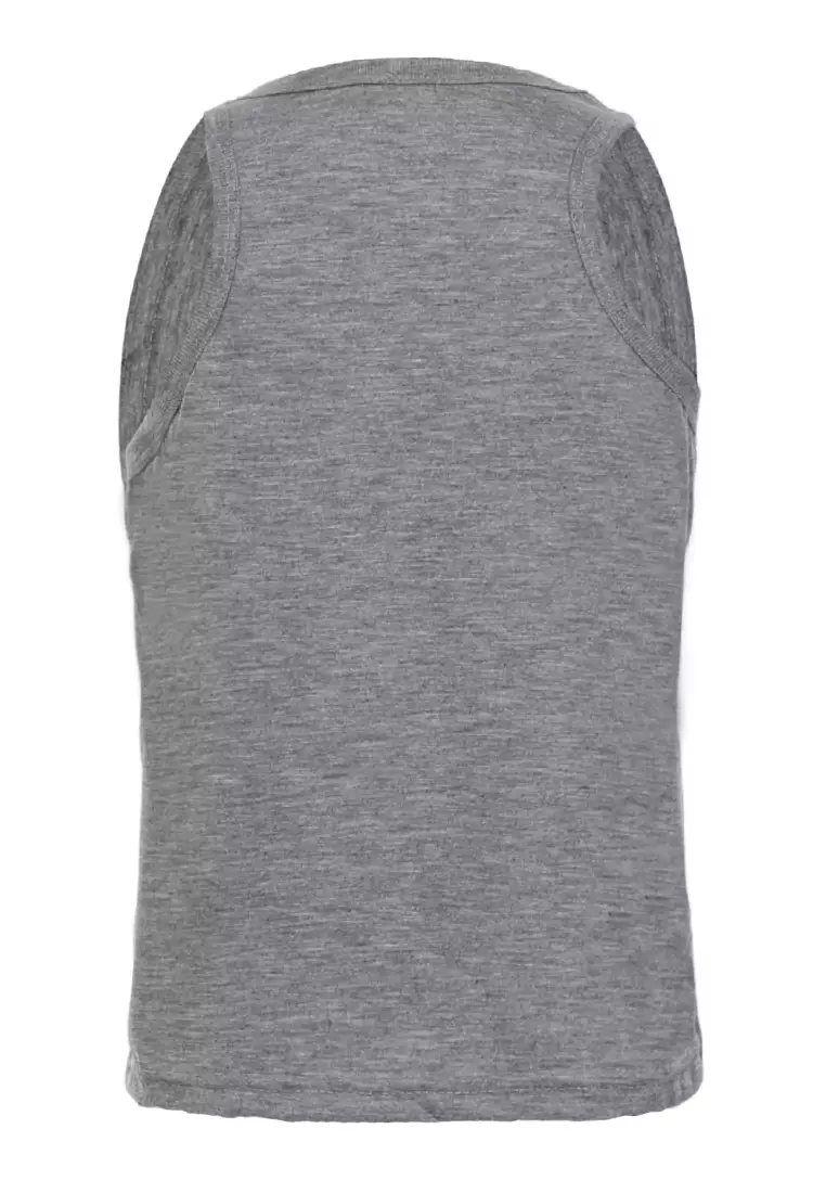 Oriel Singlet Anak Unisex Motif Detak Kids Tshirt Sleeveless Material Cotton ORIGINAL - Gray