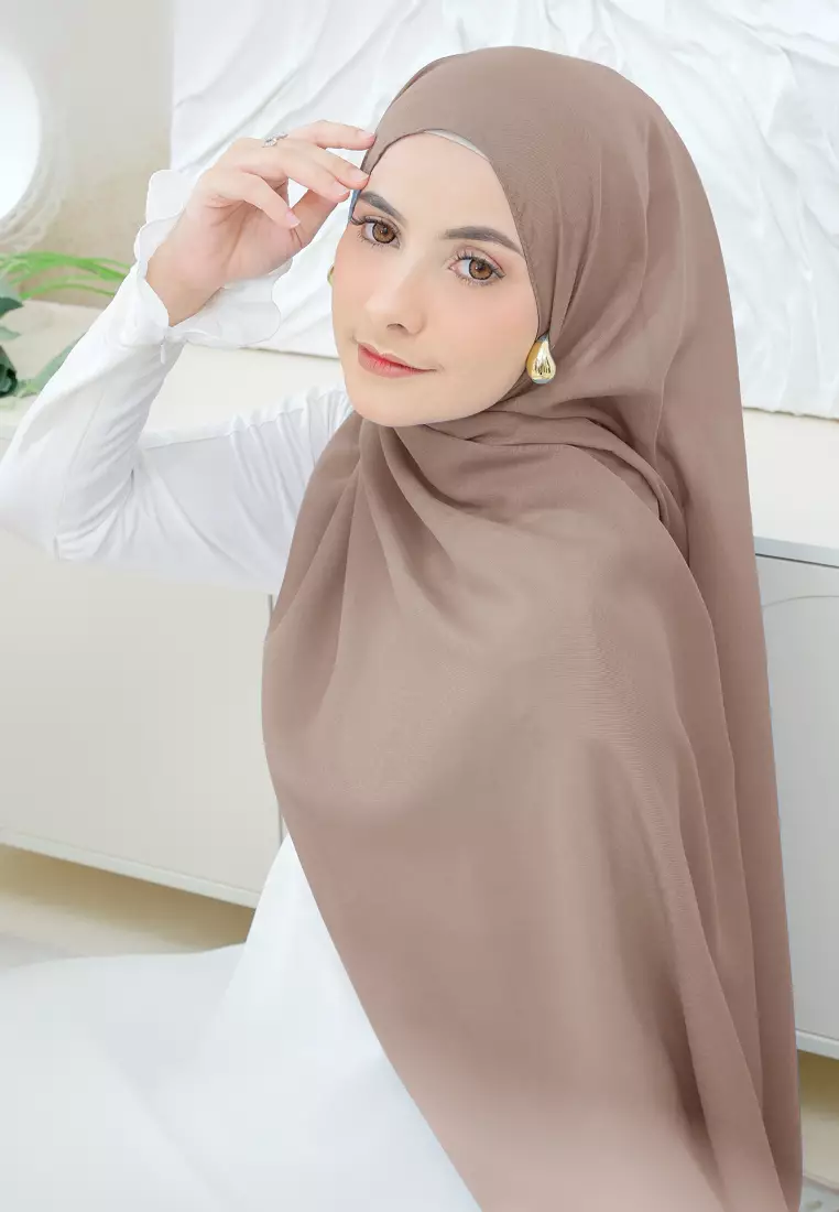 Hijab Shawl Premium Pashmina Voal - Milk Cocoa