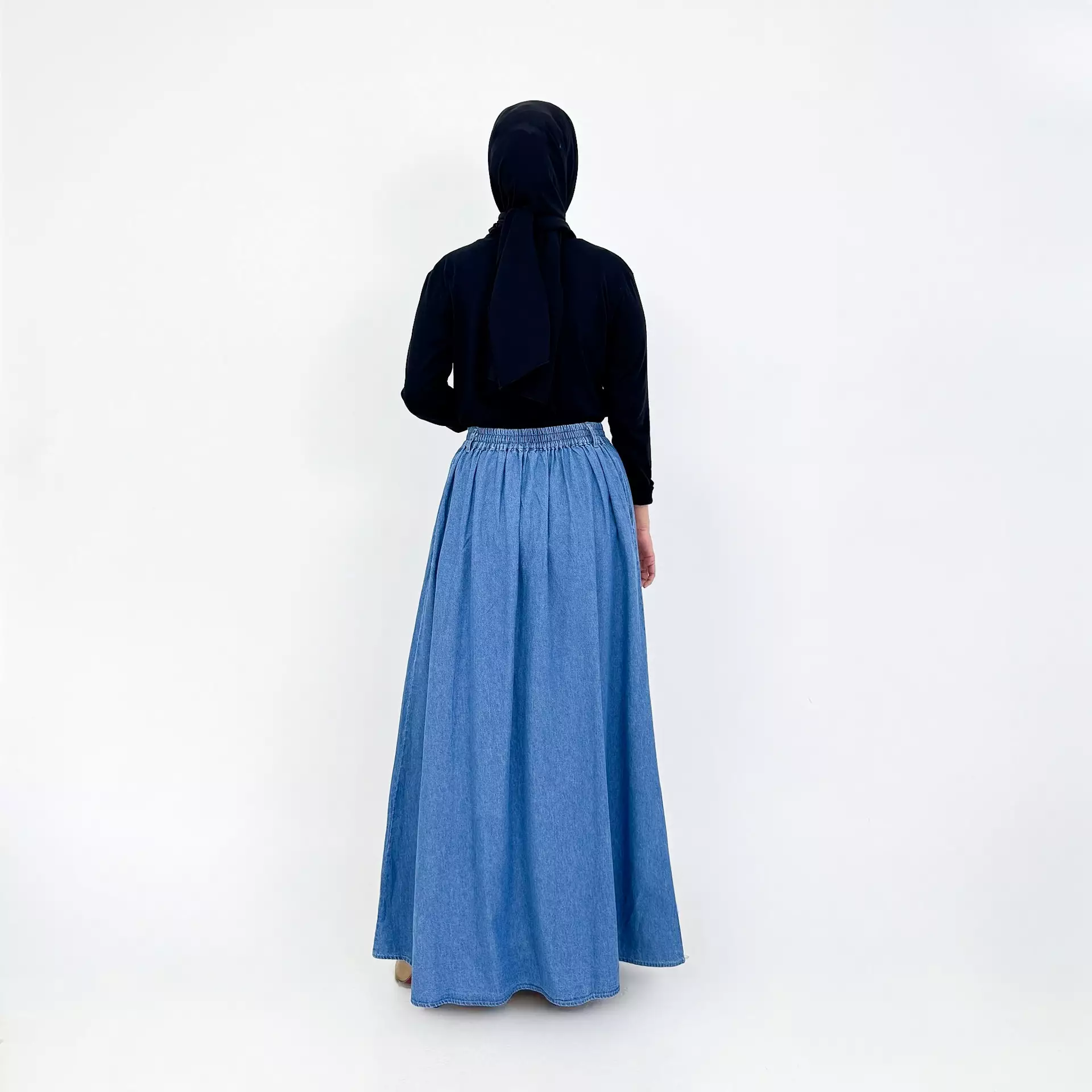 Rok Panjang Wanita - Salsabila Denim Flare Skirt