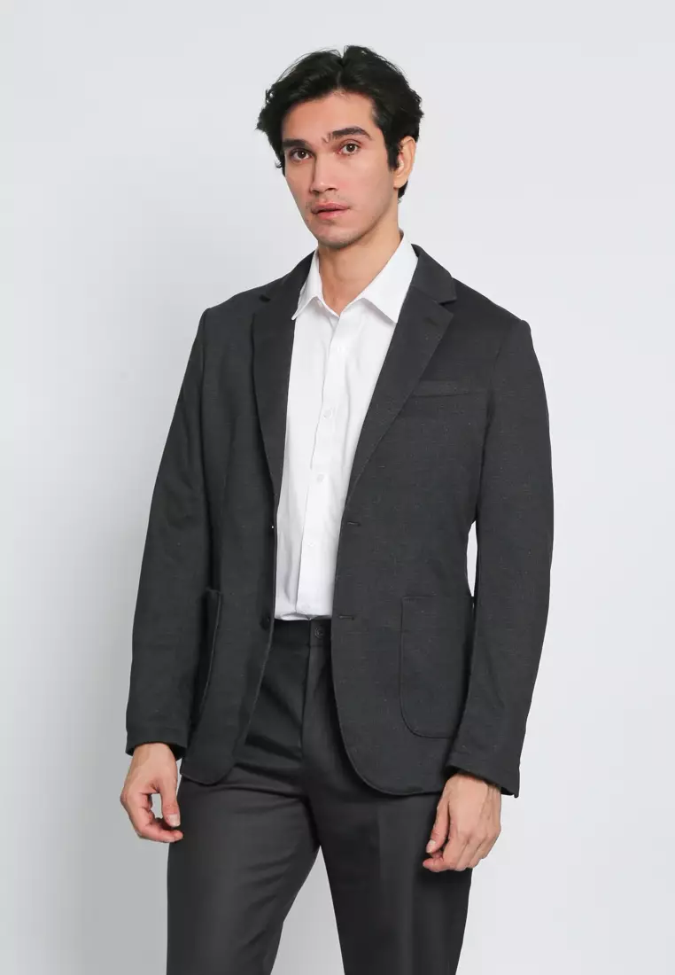 Jual VALINO LONG-SLEEVE MEN'S BLAZER IN DEEP GREY LONG Original 2024 ...