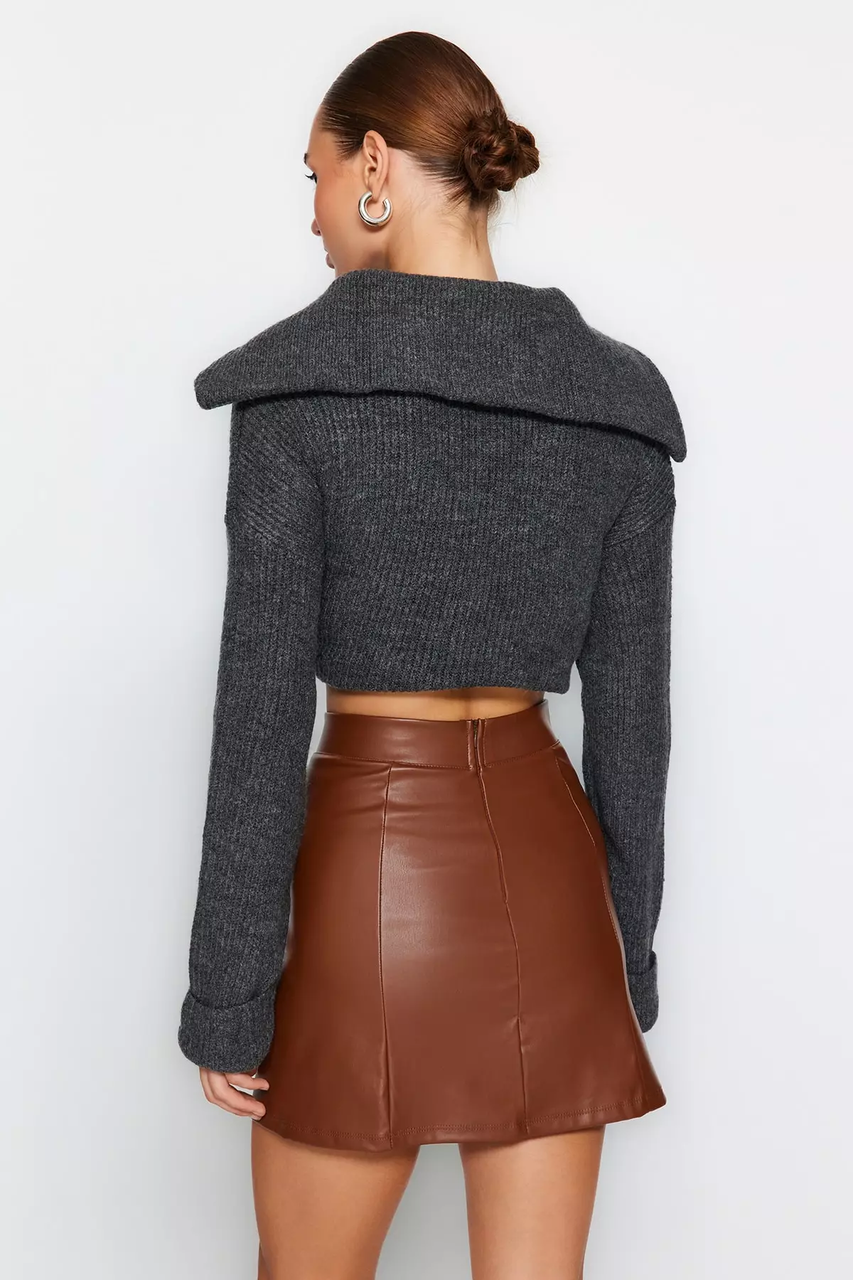 Faux Leather Draped Skirt