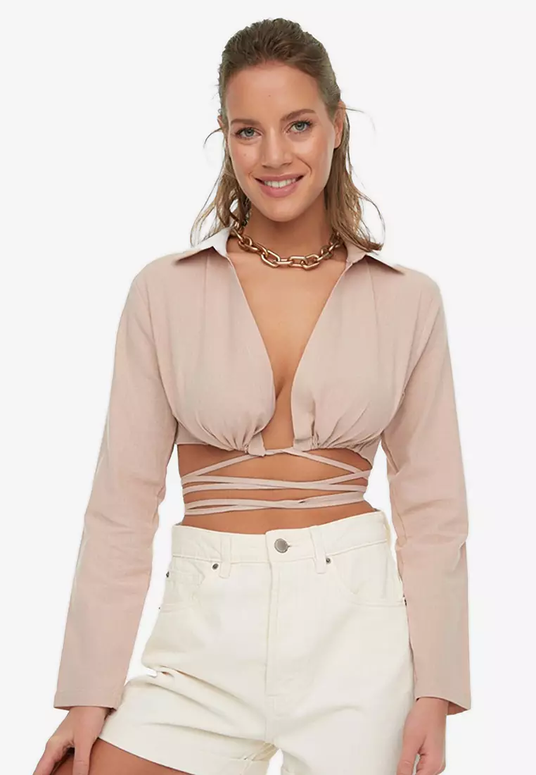 Trendyol Collection Beige Corded Shaping Full Length Knitted