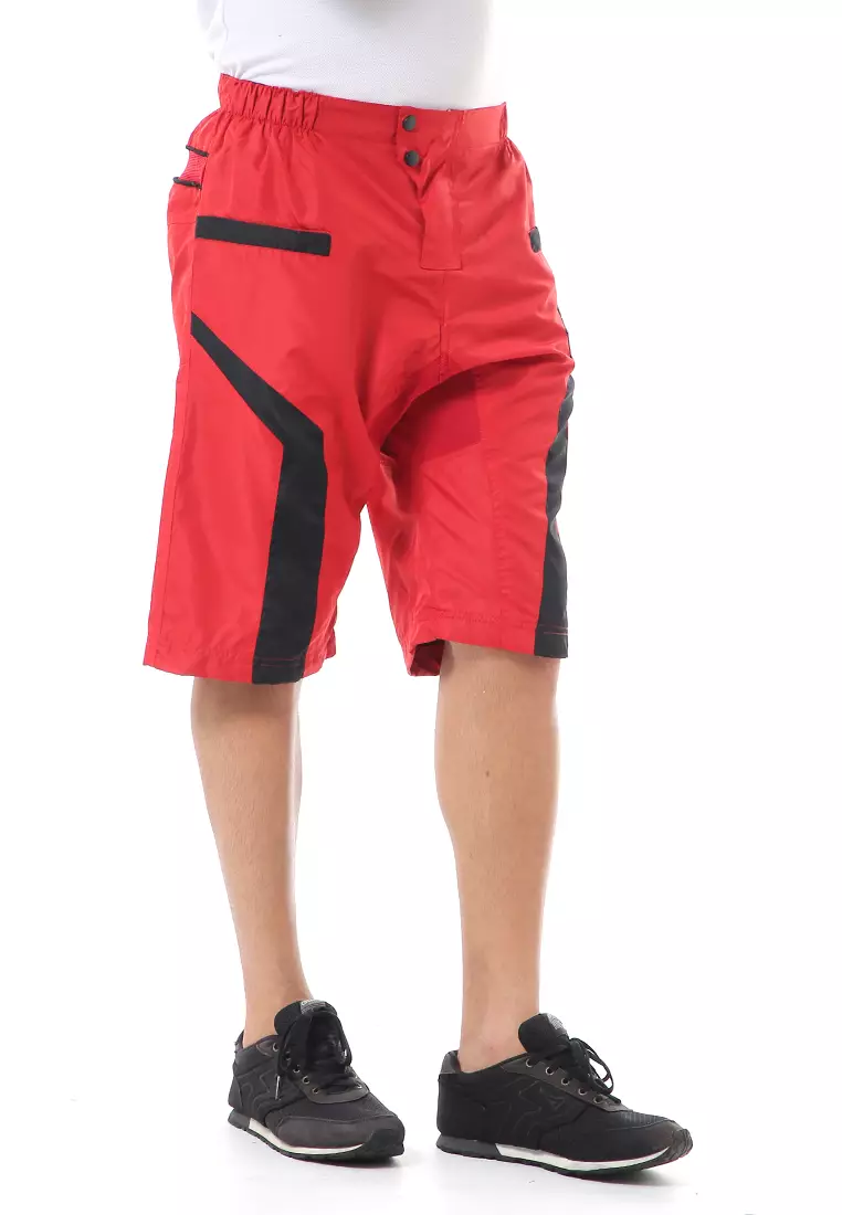 Grissham Celana Pendek Pria Short Pants Kasual Motif List Material Parasut ORIGINAL - Red