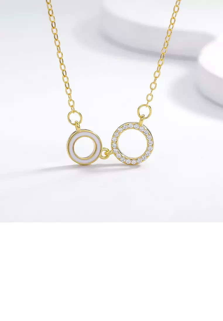 Gold two discount circle necklace