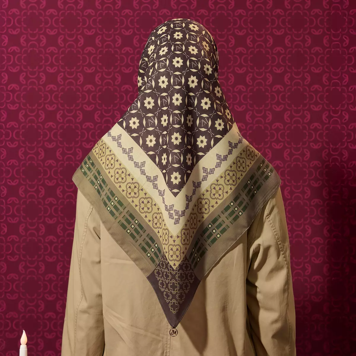 [INCLUDE PREMIUM HARD BOX] ZM Zaskia Mecca - Scarf Harmoni Irama Choco | Hijab Premium Square Motif | Kerudung Segi Empat
