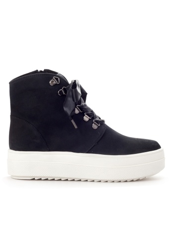 Shu Talk black Amaztep Suede Leather Ribbon Lace-Up High Top Sneakers C28ABSH5B4E55EGS_1