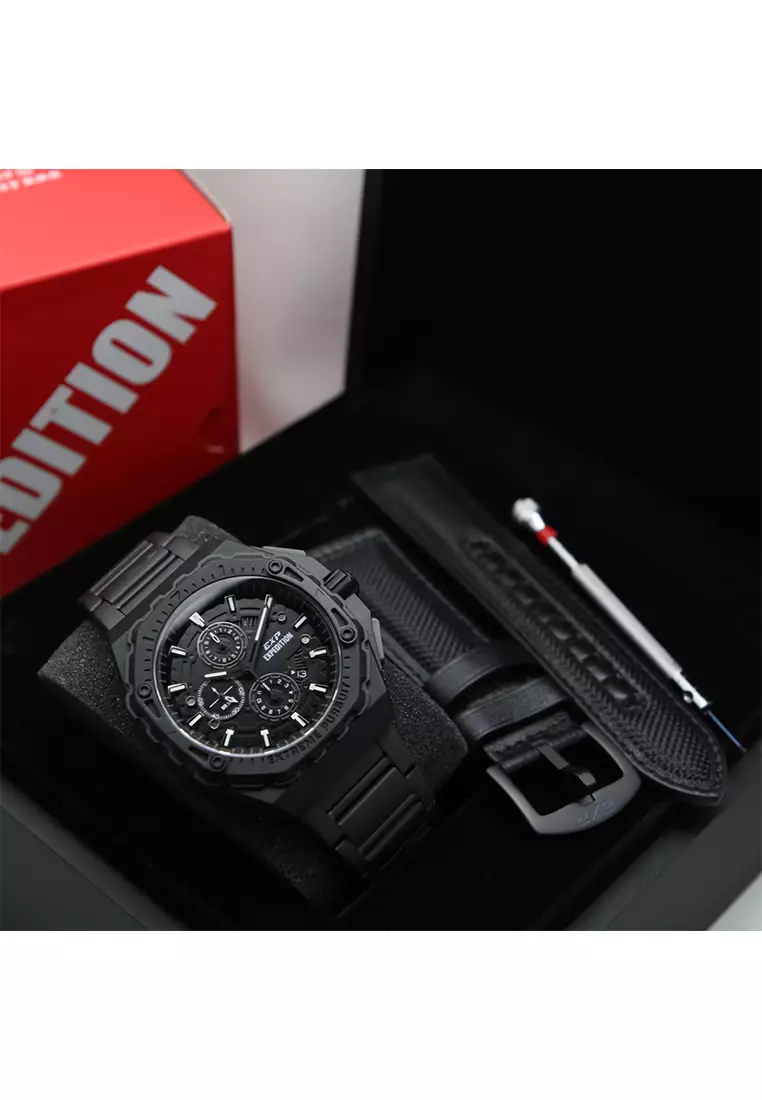 Expedition - Jam Tangan Chronograph Pria - Black - Stainless Steel Bracelet - 6824 MCBIPBA