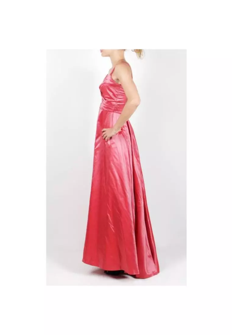 Red silk evening gown on sale