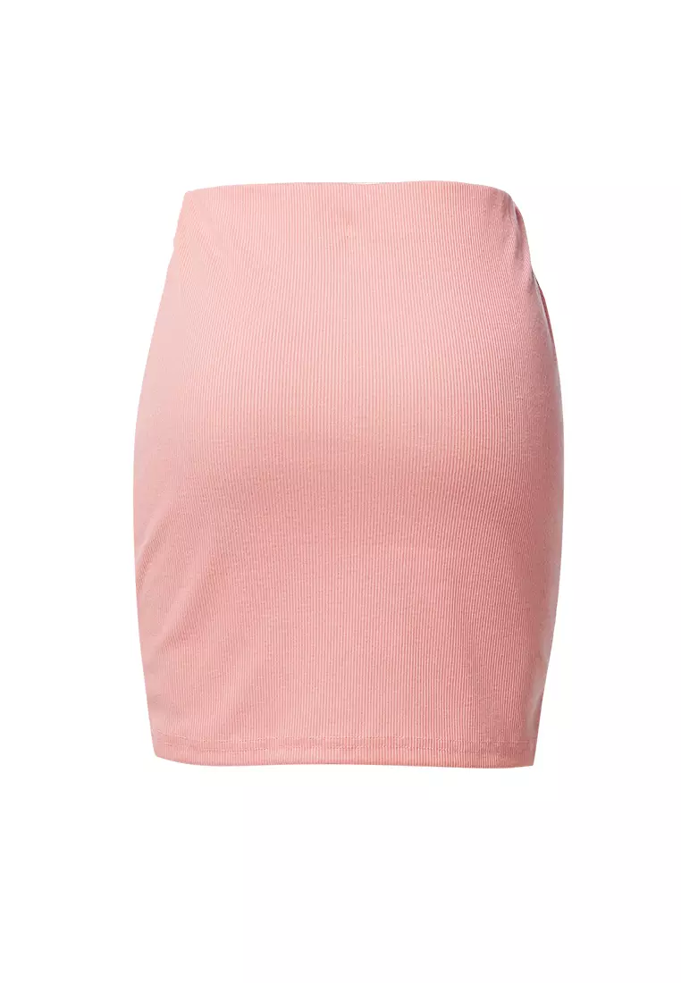 Pink Knitted Tube Mini Skirt
