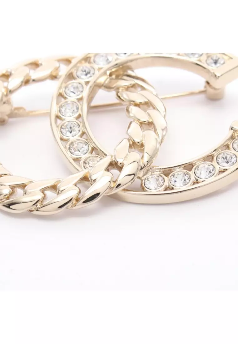 Chanel Pre-Loved Chanel coco mark brooch GP Rhinestone gold