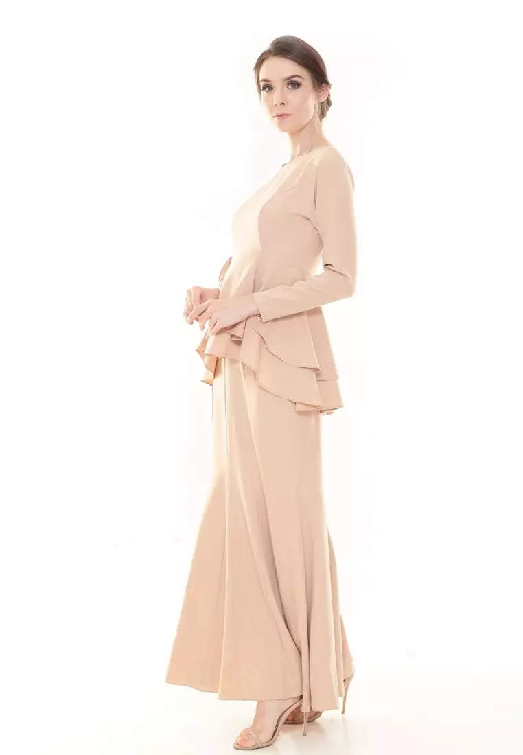 Lora Peplum in Gold Brown