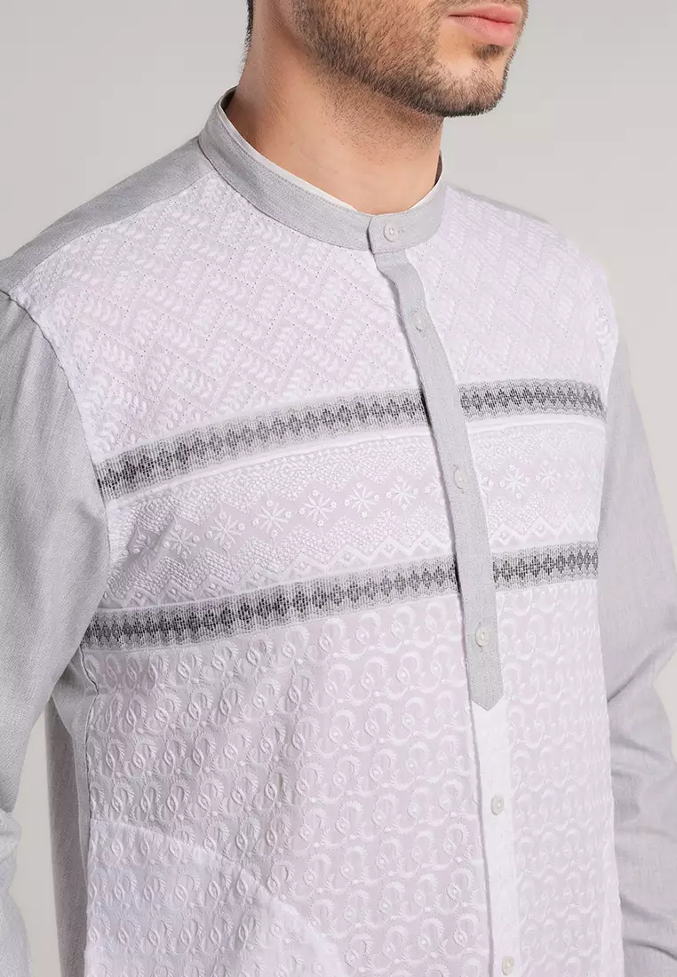 MOC Kemeja Koko Lengan Panjang Pria Mauza - Grey