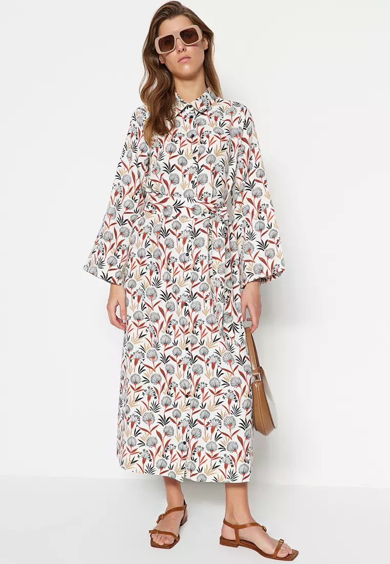 Buy Trendyol Multicolored Patterned Weave Linen Look Shirt Dress Online ZALORA Malaysia