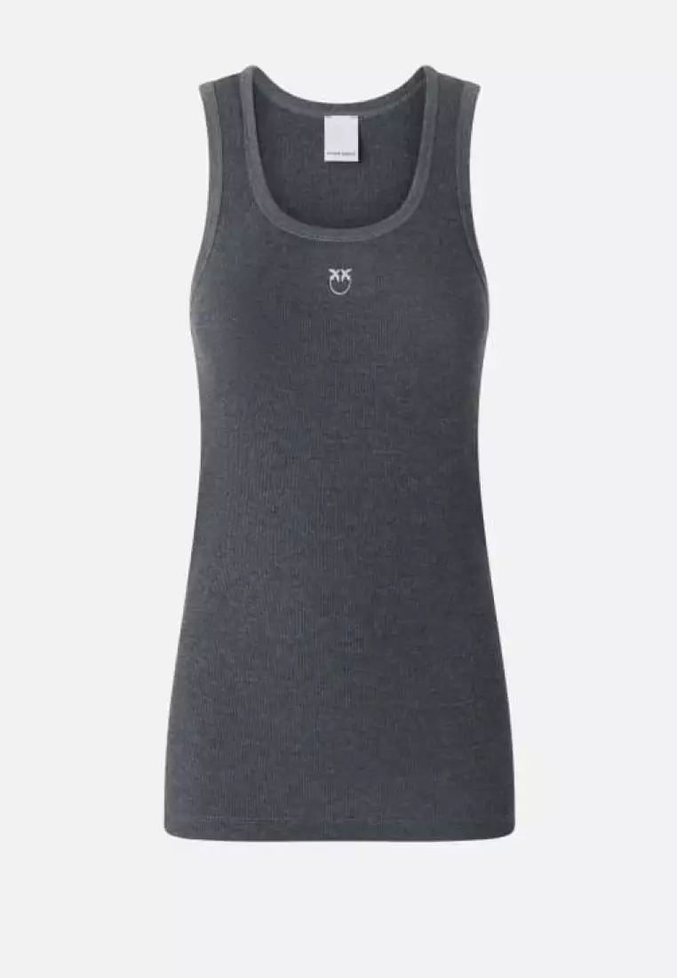 Ribbed tank top with logo
