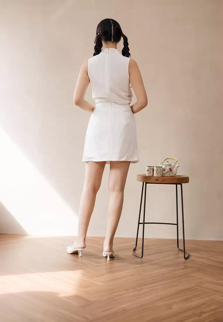 Shanghai Bow Crop Top in White