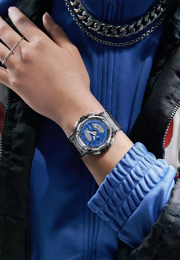 G-Shock - Jam Tangan Analog Digital Wanita - Transparent Black - Resin Strap - GMA-S110TB-8A