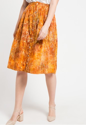 Rust Abstrack Bamboo Stripe Skirt