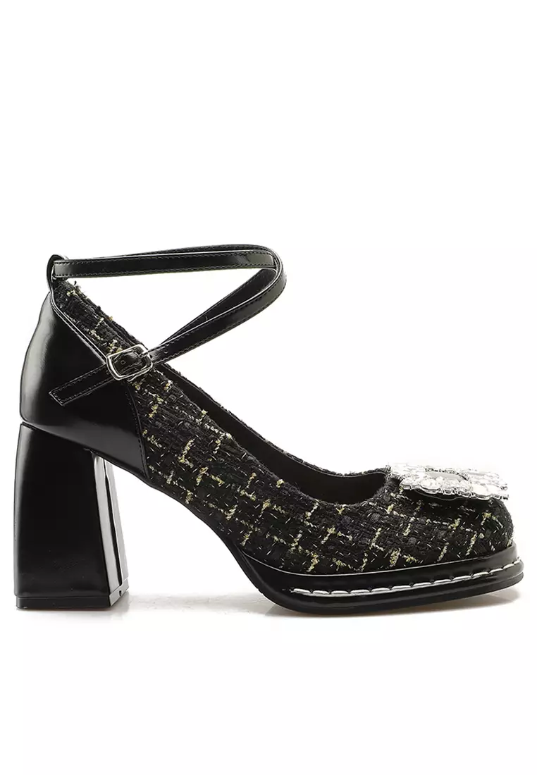 Discount on Twenty Eight Shoes  shoes - SKU: 8cm Rhinestone Buckle Ankle Strap High Heel Te1633-1