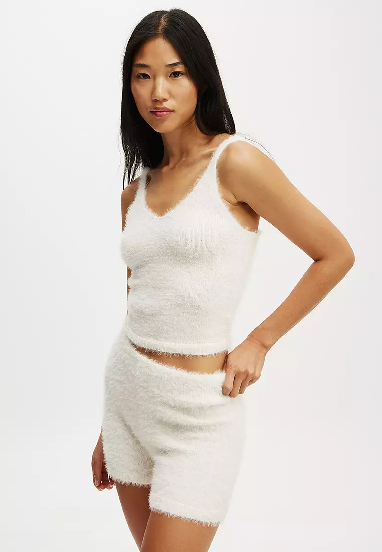 毛絨針織吊帶背心