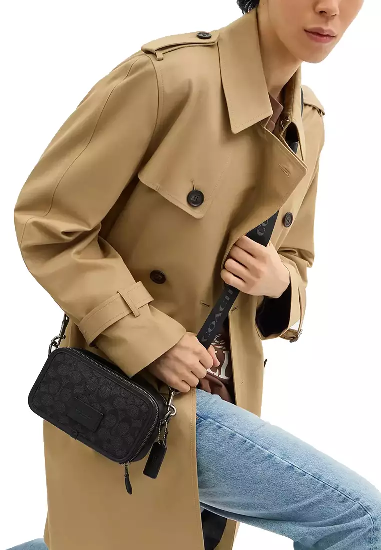 Wyatt Crossbody Bag In Signature Canvas in Charcoal/ Black CW365