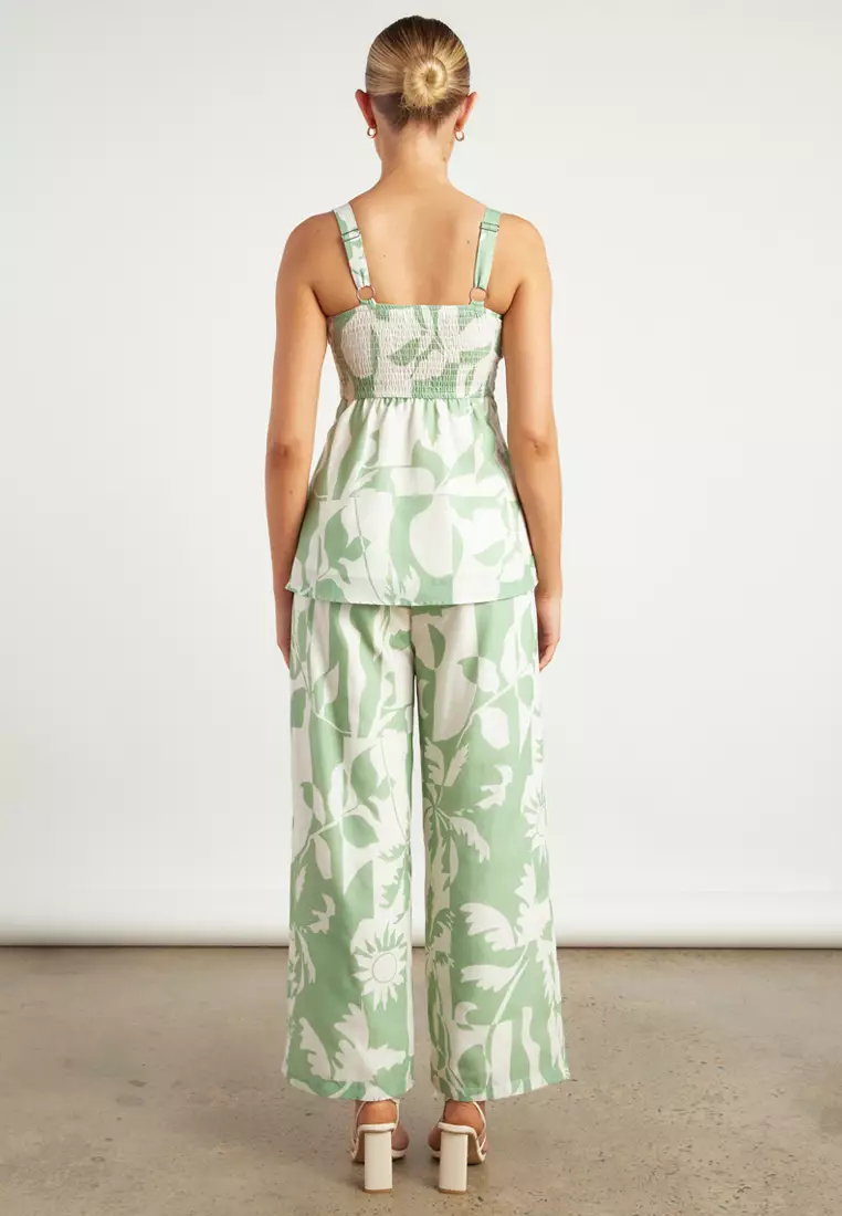 Tropical Icon Print Top and Pants Set