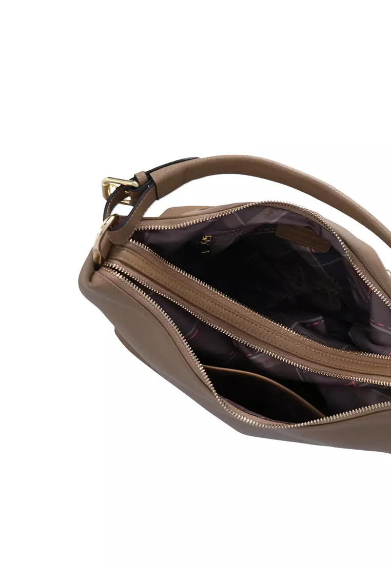 CR Robin Hobo Leather Bag - Light Grey