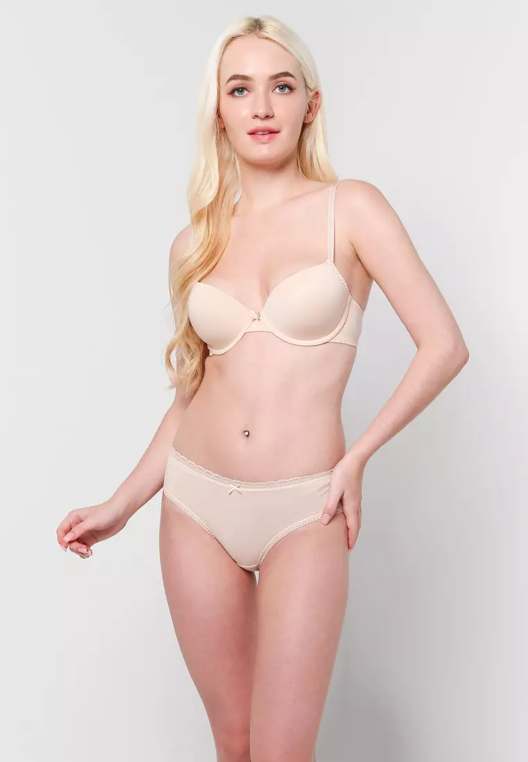 Dorina Chloe lightly padded demi bra 2 pack with lace detail in white and  beige