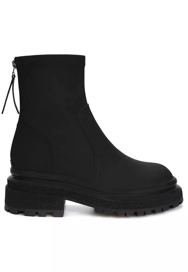 Elastic Microfiber Leather Zipper Boots QZ1938-9