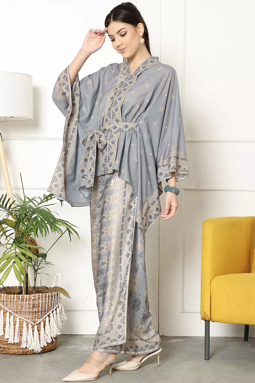 Kanzi Songket Sarong Kebaya Belt Grey 