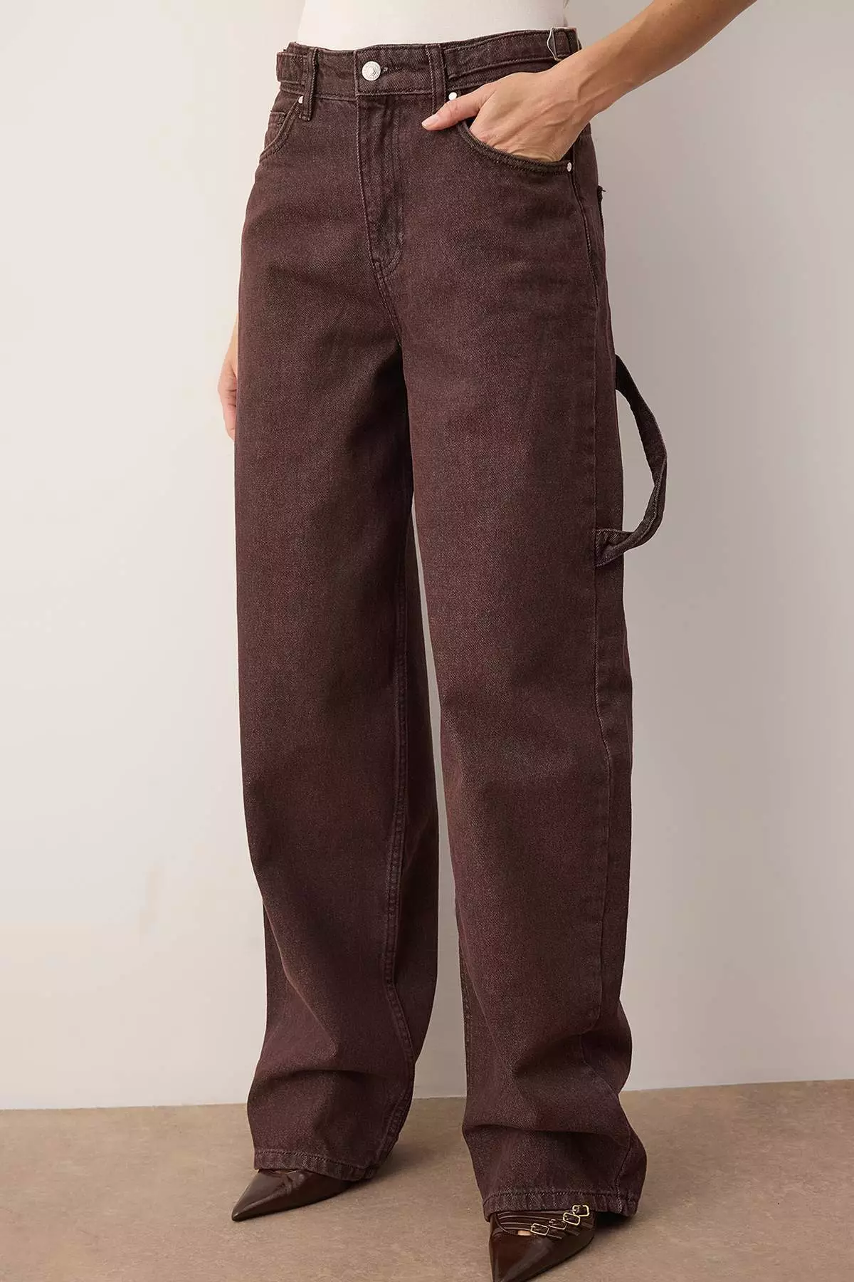 Brown*1 High Waist Loose Fit Baggy Jeans Twoaw24Je38