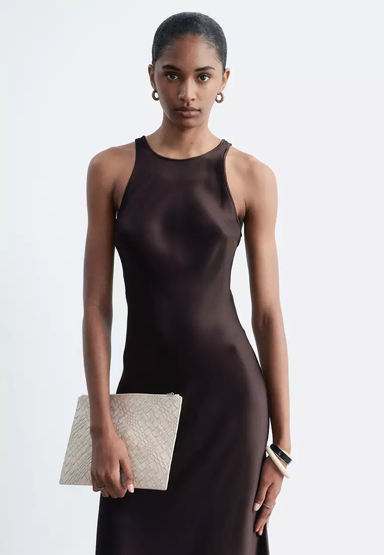 Sleeveless Satin Midi Dress