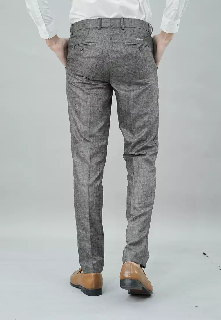 Johnwin - Celana Formal - Celana Pria - Abu - Polyester - Slim Fit - F.1035.010.230.C