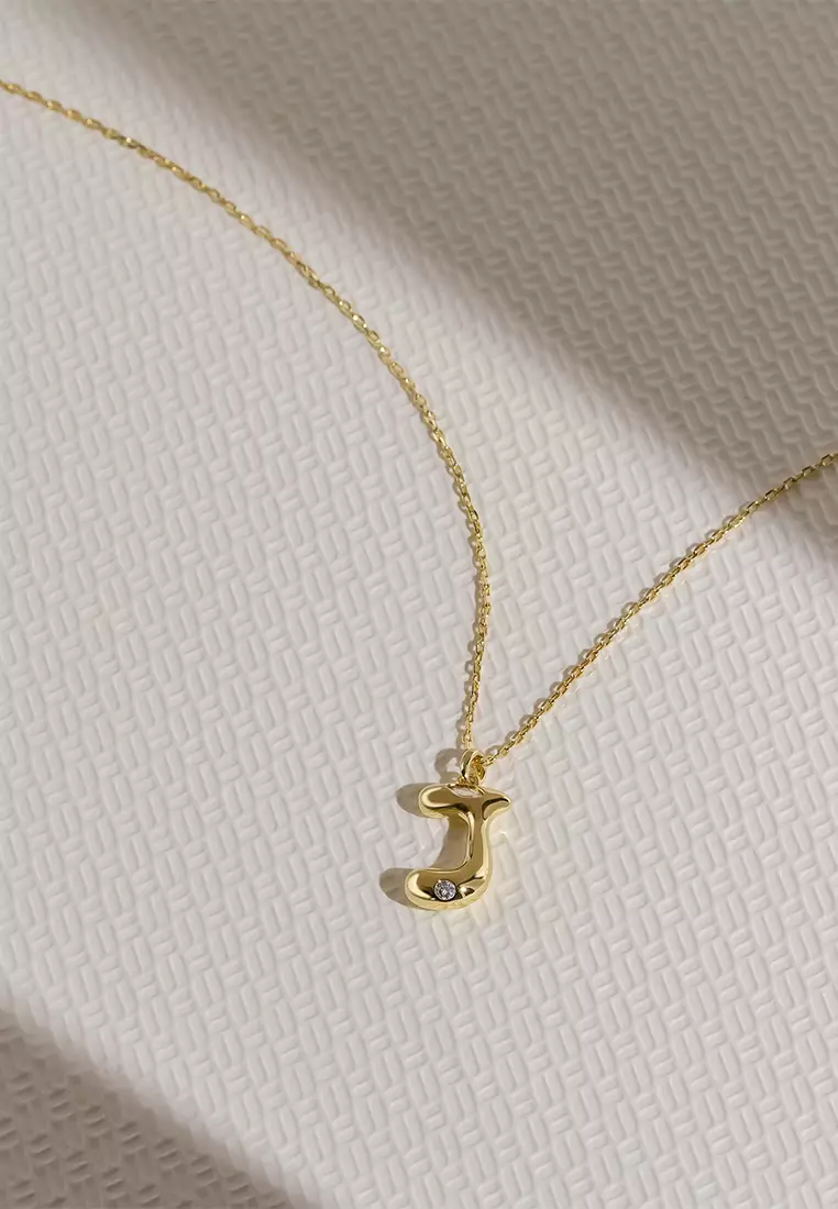 Alphabet Bubble Pendant Necklace - Letter J