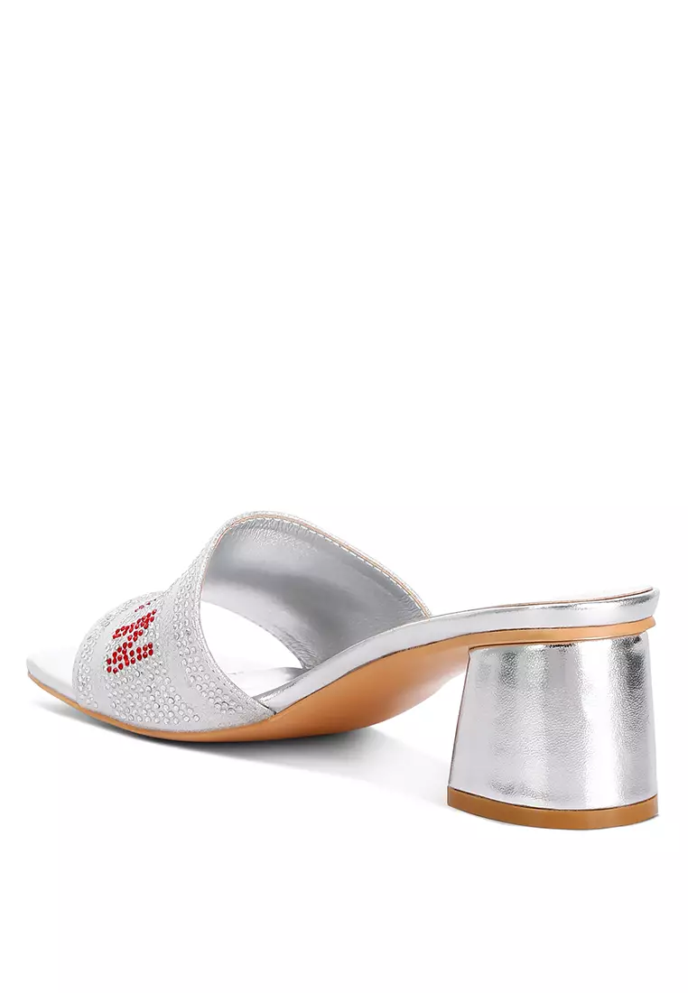 Silver Rhinestone Embellished Milan Sandals
