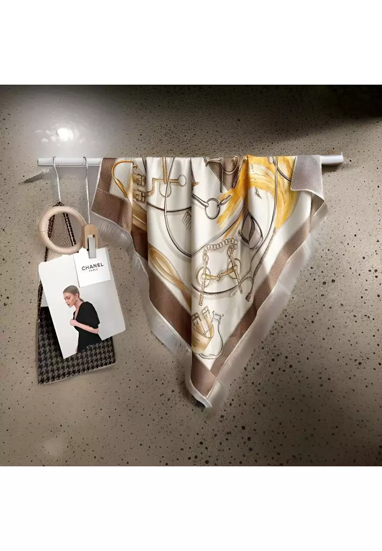 Luxury Silk Ladies' Large Scarf, Sun-Proof Crepe Satin, Premium Souvenir.