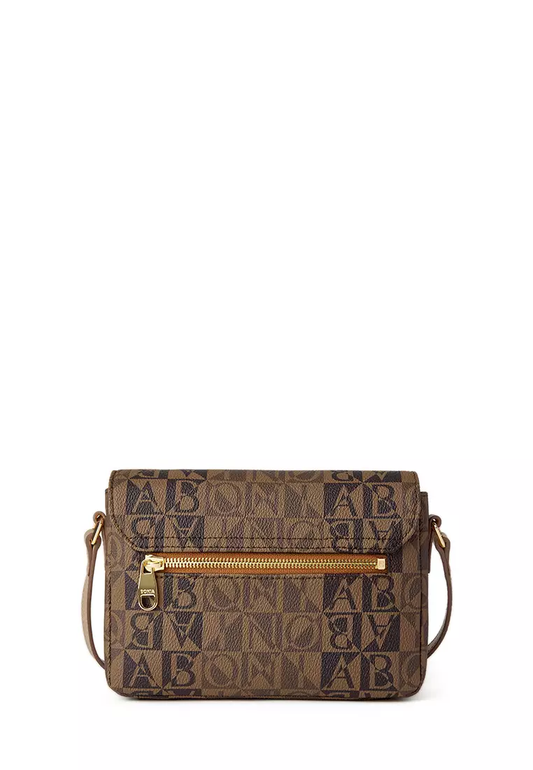 Bonia Brown Betta Monogram Shoulder Bag