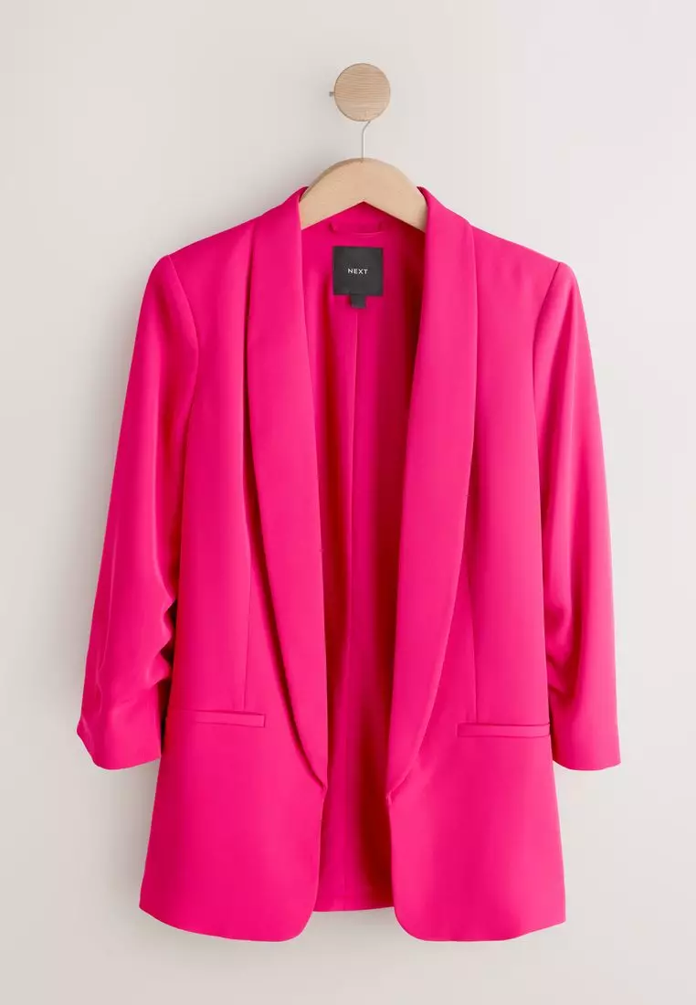 Relaxed Ruched Sleeve Blazer