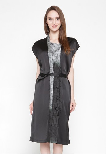 Nailah Coat sateen dress with overlapping lapel