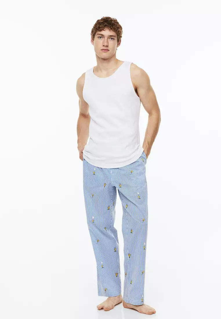 Relaxed Fit Patterned Cotton Pants