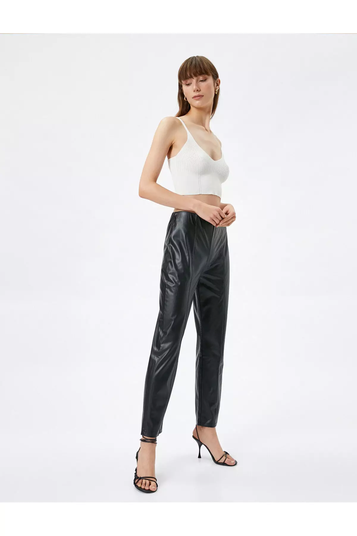 Leather look skinny hotsell trousers