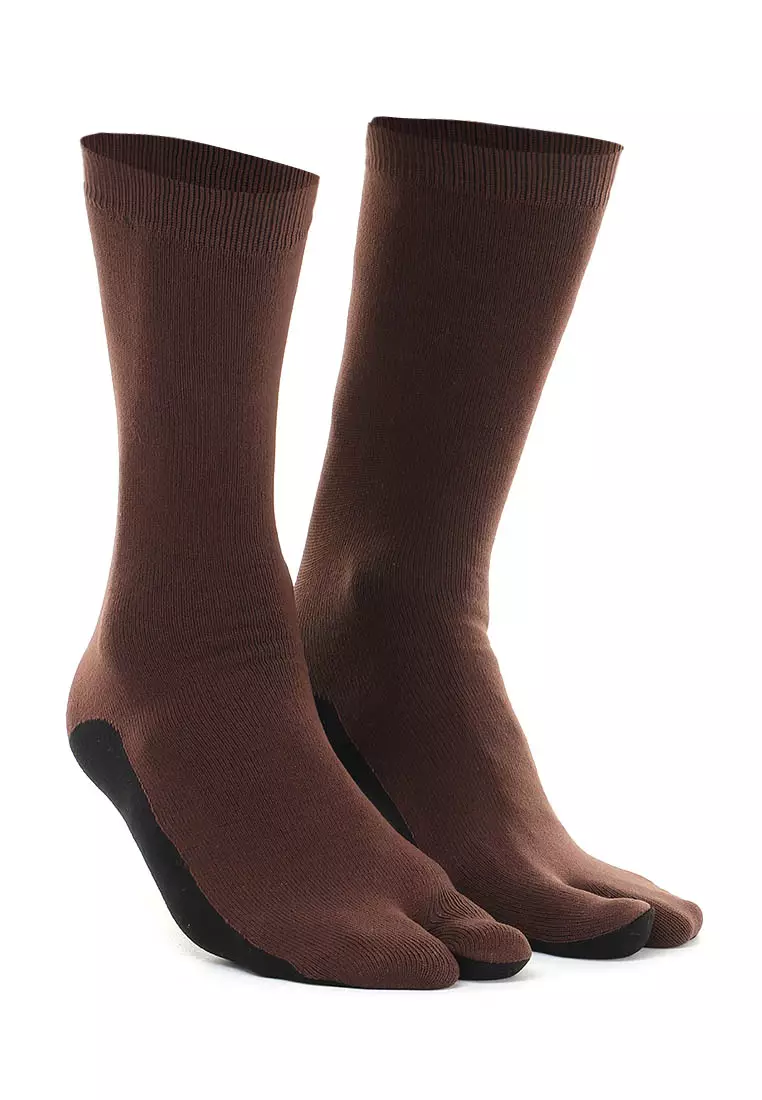 Nercyla Kaos Kaki Wanita Toe Socks Two Tone Casual Footwear Material Spandex ORIGINAL - Dark Brown