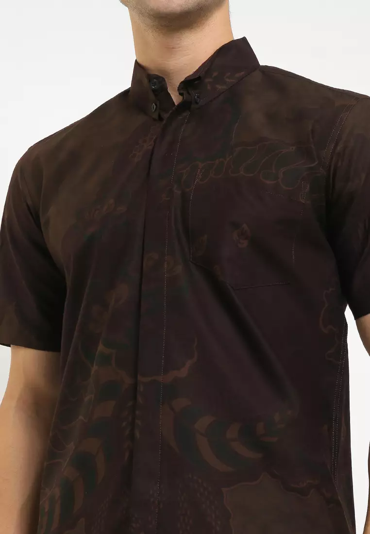 BATIK TALENTA EXCLUSIVE Lengan pendek slimfit SHANGHAI MWR UNGGU 01