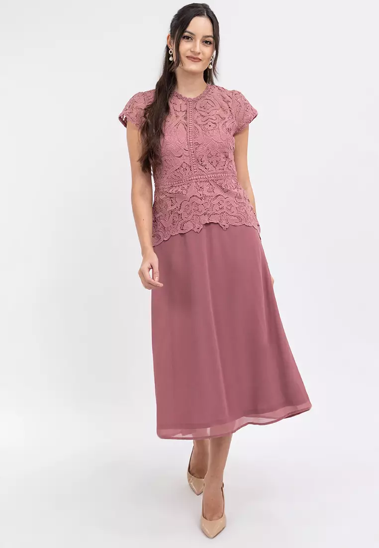DAVINA Lace Top Midi Dress