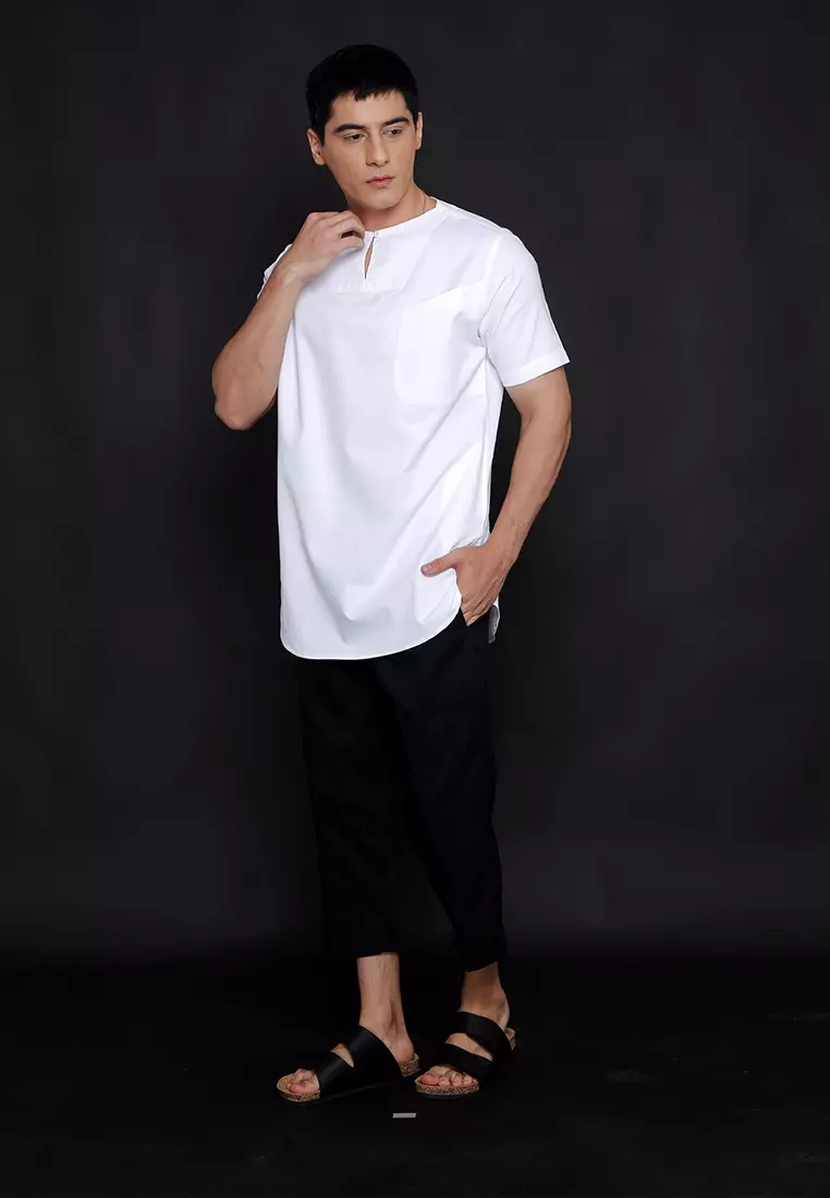 Casella Baju Koko Kurta Lengan Pendek | Casella Muslim Daily Wear 3003 White