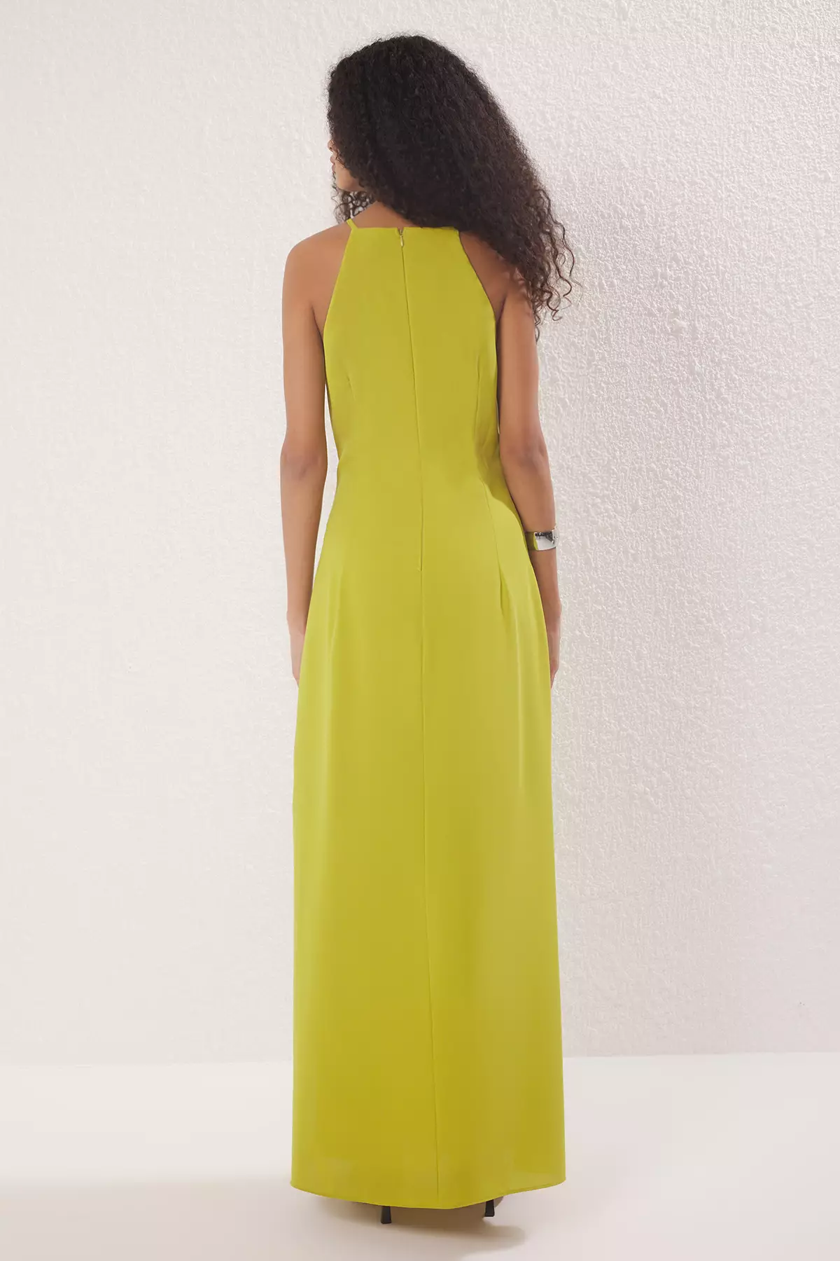 Oil Green Plain A Cut Maxi Woven Dress TWOSS23EL02238