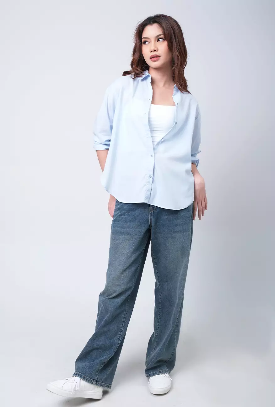 Kemeja Wanita Twyla Baby Blue