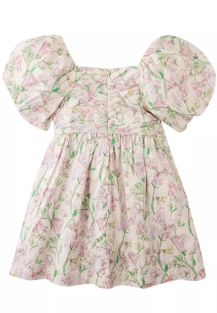 Natalia Dress Fleur With Ruched Bodice