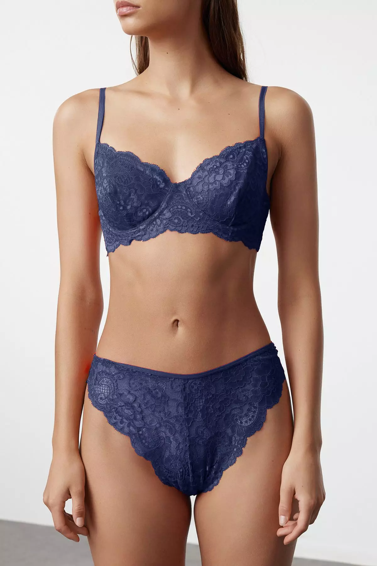 Lace Rope Strap Knitted Underwear Set