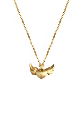 ZITIQUE gold Women's Sweet Heart With Wings Necklace - Gold A21DFAC3E9A096GS_1