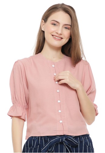 Jual Aromore Blouse Wanita Korea Aromore Raffy Pink Shirt Original Zalora Indonesia